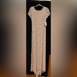 Elegant Sequin Beige Dress